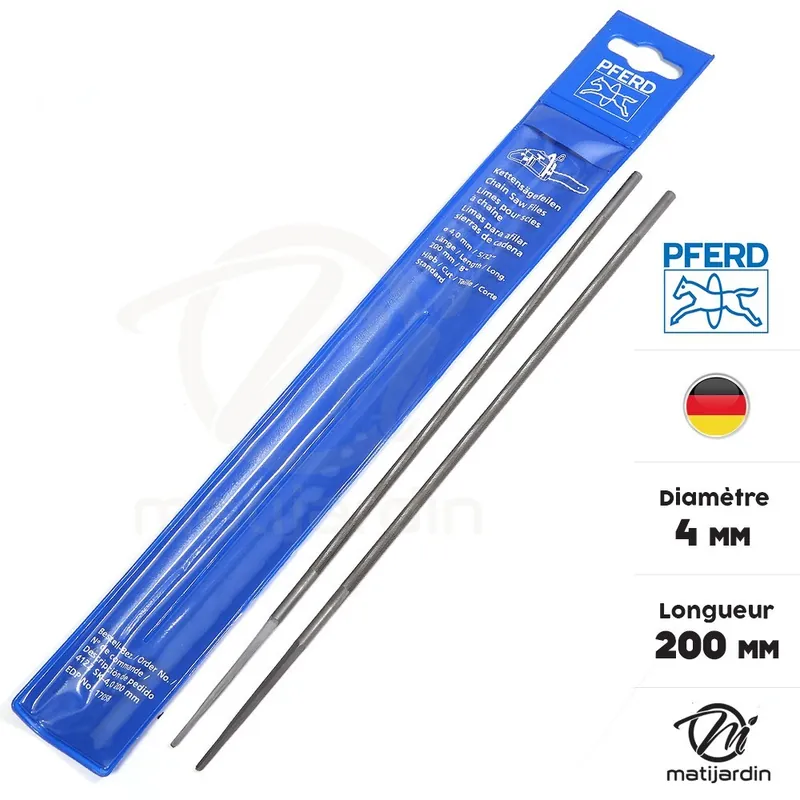 Achat Immédiat Limes pour l‘affûtage de chaîne tronçonneuse. Pferd Ø 4 mm. L 200 mm. Par 2