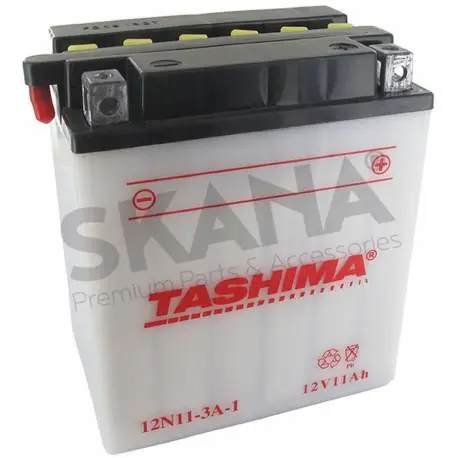Batterie plomb TASHIMA 12V, 11A. L 135, L 90, H 155mm, + à droite pour motos Paiement Sécurisé
