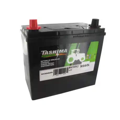 Petit Prix Batterie plomb TASHIMA Pb Ca/Ca, sans entretien, pour tondeuse autoportée 12V, 45A. L 235, l 128, H 225mm, + à gauche