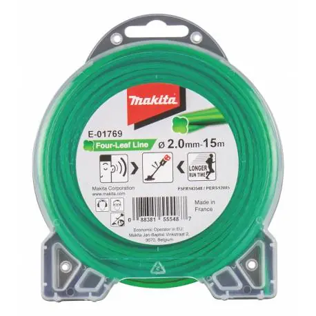 Fil nylon hélicoïdal pour débroussailleuse à batterie de marque MAKITA (Long. 15 m – fil 2mm) Paiement Sécurisé