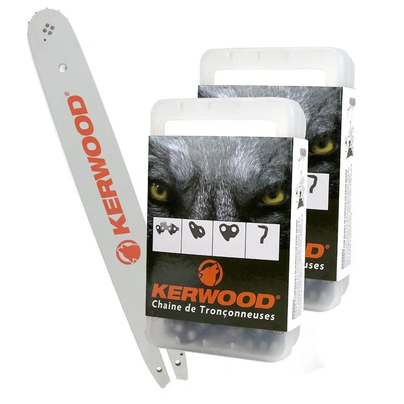 Kit tronçonneuse 1 guide + 2 chaînes Kerwood. 35 cm. 3/8”LP. 1,3 mm. 14B2KCWB. 52 maillons Bon Marché