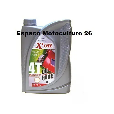 Bidon de 2 litres d‘huile 4 temps de marque X-OIL 10W30 API SJ/CF, JASO MA2 Commander Maintenant