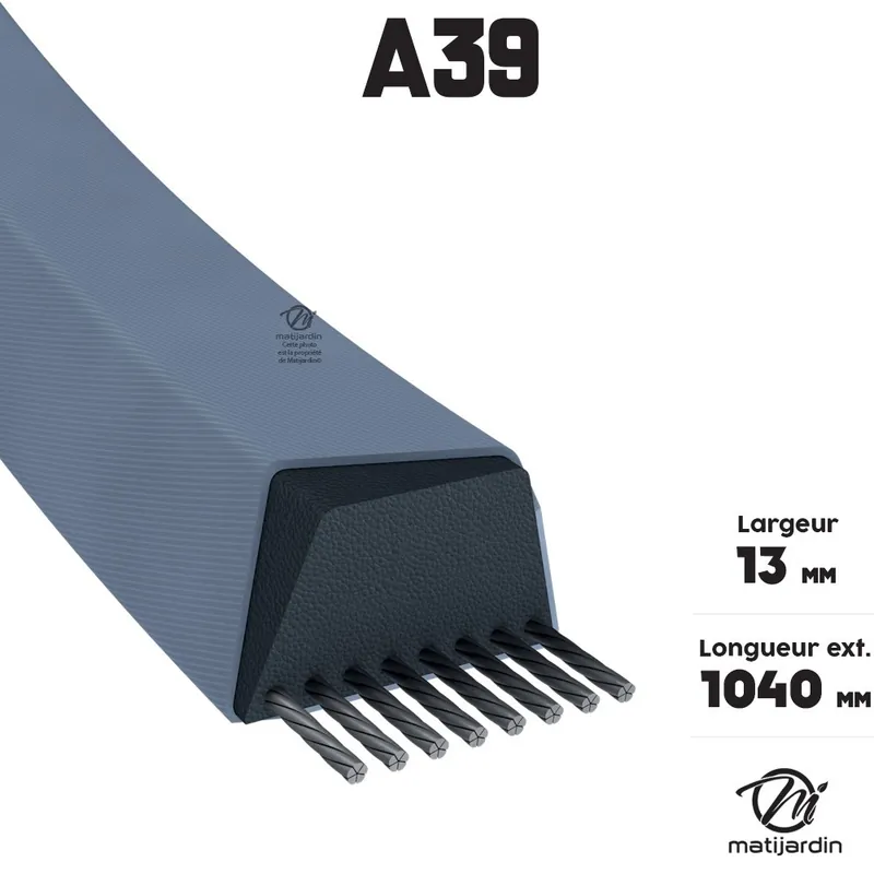 Soldes Courroie tondeuse A39 trapézoïdale 13 x 1040 mm