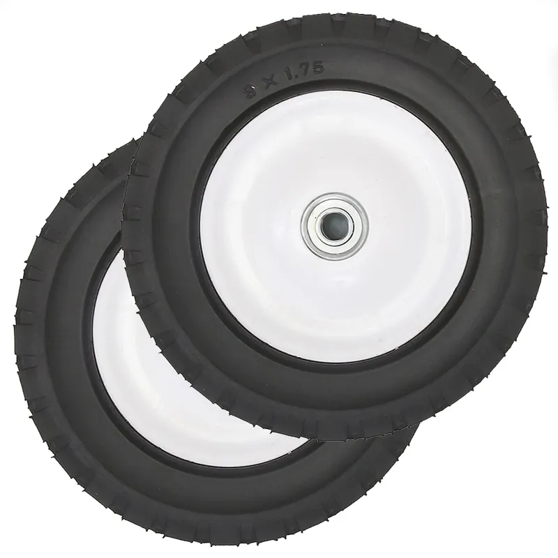 Retour Gratuit 2 roues de tondeuse universelles métallique avec roulement Ø 200 mm, alésage 12,7 mm