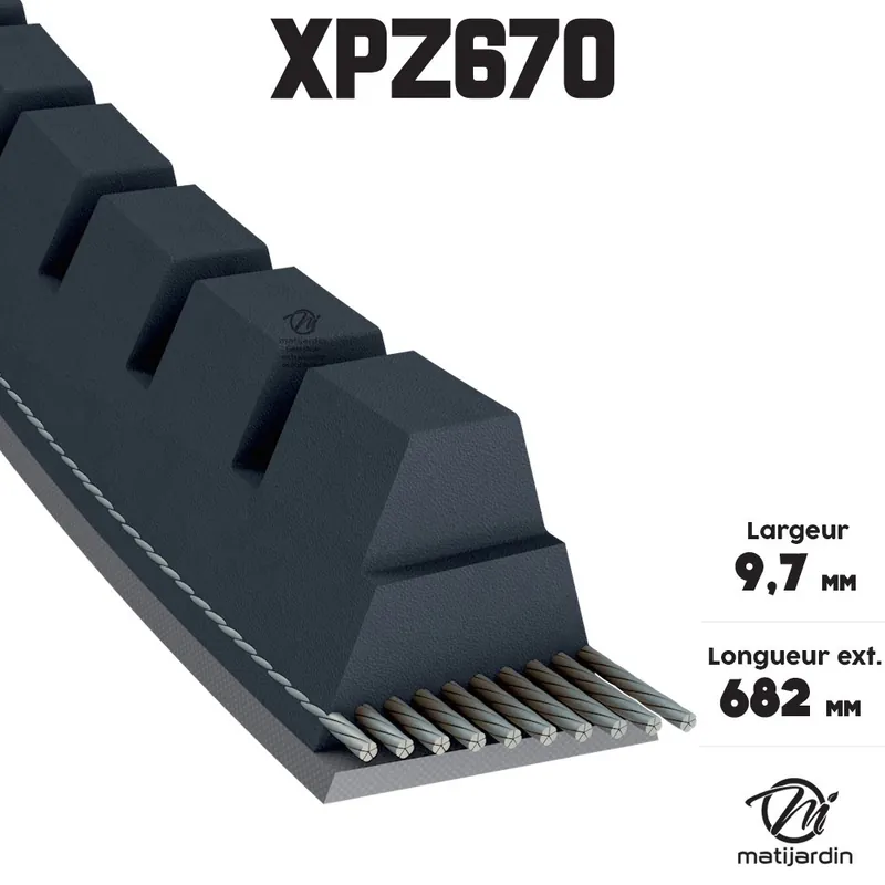 Courroie tondeuse XPZ670 trapézoïdale crantée 9,7 x 682 mm Prix Promo