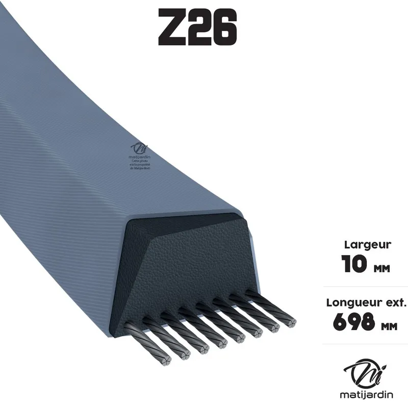 Bon Plan Courroie tondeuse Z26 trapézoïdale 10 x 698 mm