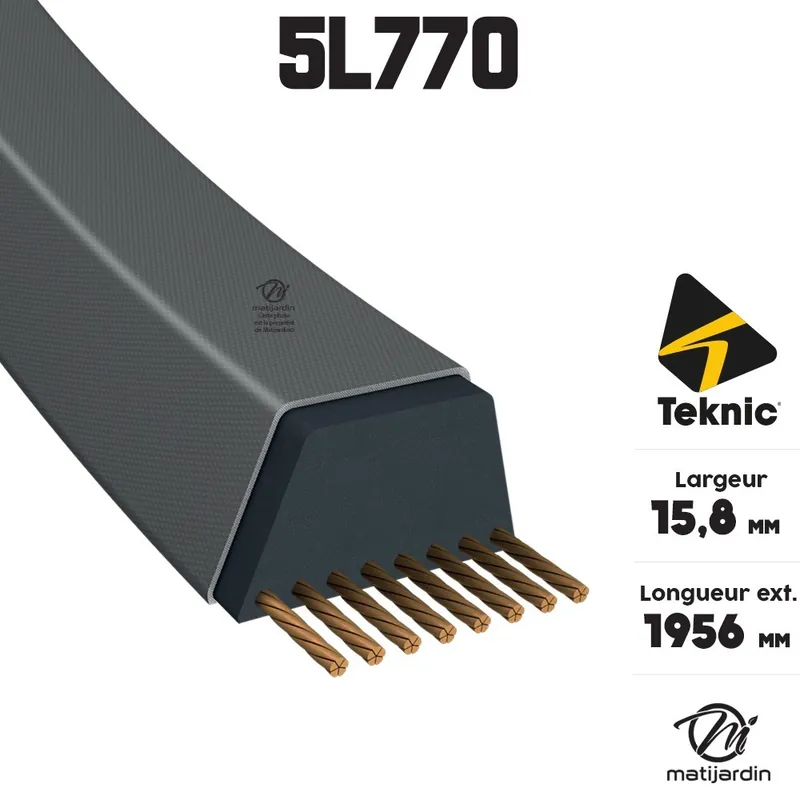 Petit Prix Courroie tondeuse Tiger Belts 5L770 kevlar trapézoïdale 15,8 x 1956 mm