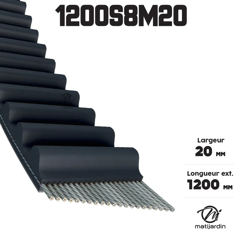 Seulement Aujourd'hui Courroie tondeuse 1200-8M20 simple denture 20 x 1200 mm