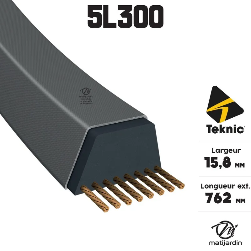 Courroie tondeuse Tiger Belts 5L300 kevlar trapézoïdale 15,8 x 762 mm Super Prix
