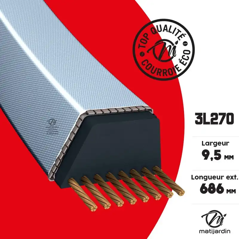 Courroie tondeuse 3L270 kevlar trapézoïdale prix éco 9,5 x 686 mm Offre Du Jour