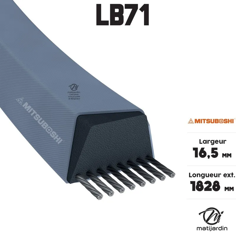 Satisfait Ou Remboursé Courroie tondeuse Mitsuboshi LB71 trapézoïdale 16,5 x 1815 mm