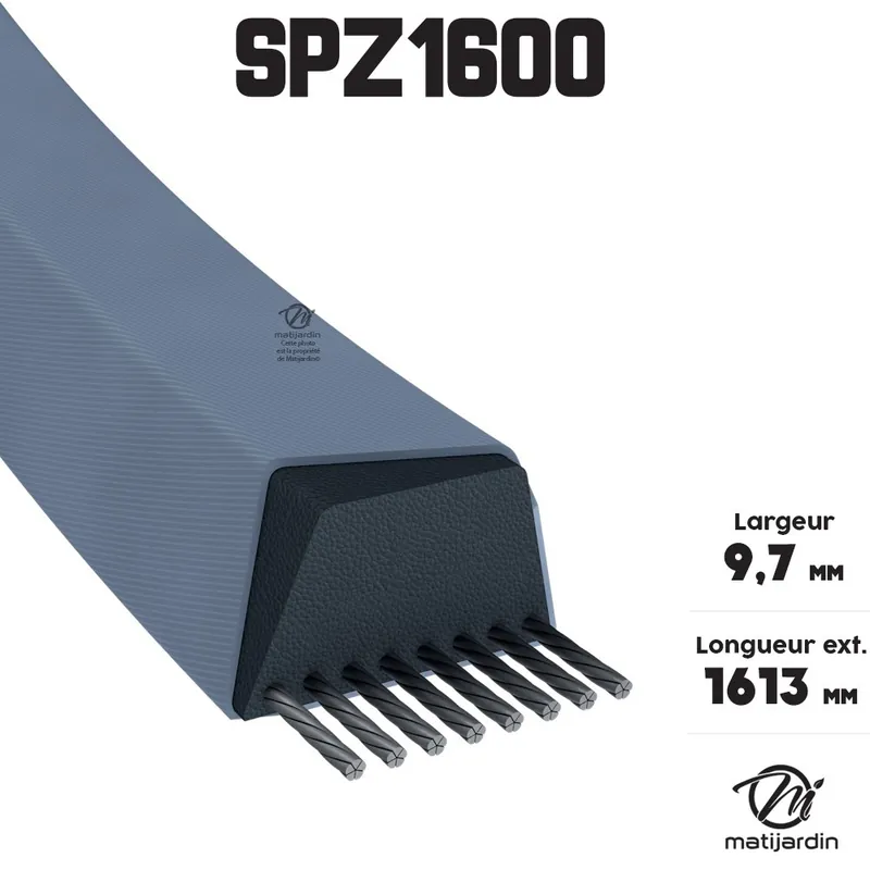 Meilleure Vente Courroie tondeuse SPZ1600 trapézoïdale 9,7 x 1613 mm