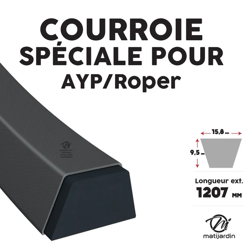Remise Courroie tondeuse AYP/Roper 106 729 X 15,8 x 1207 mm