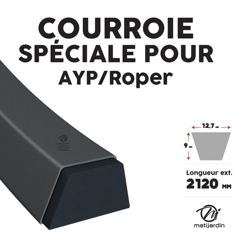 Livraison Express Courroie tondeuse AYP/Roper 137153, 139573 12,7 x 2120 mm