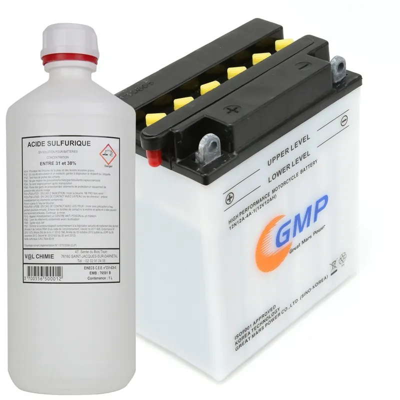 Batterie tondeuse. 12N 12A-4A1 + acide Meilleur Prix