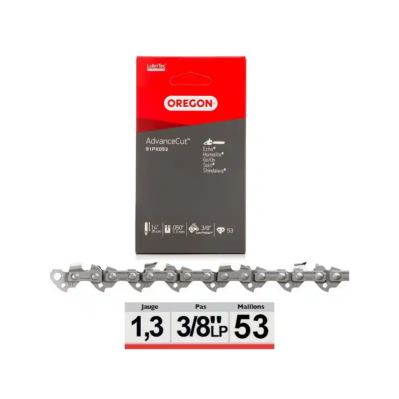 Achat Immédiat Chaine tronçonneuse Oregon 91PX053E, 3/8&Prime;LP .050 53 dents
