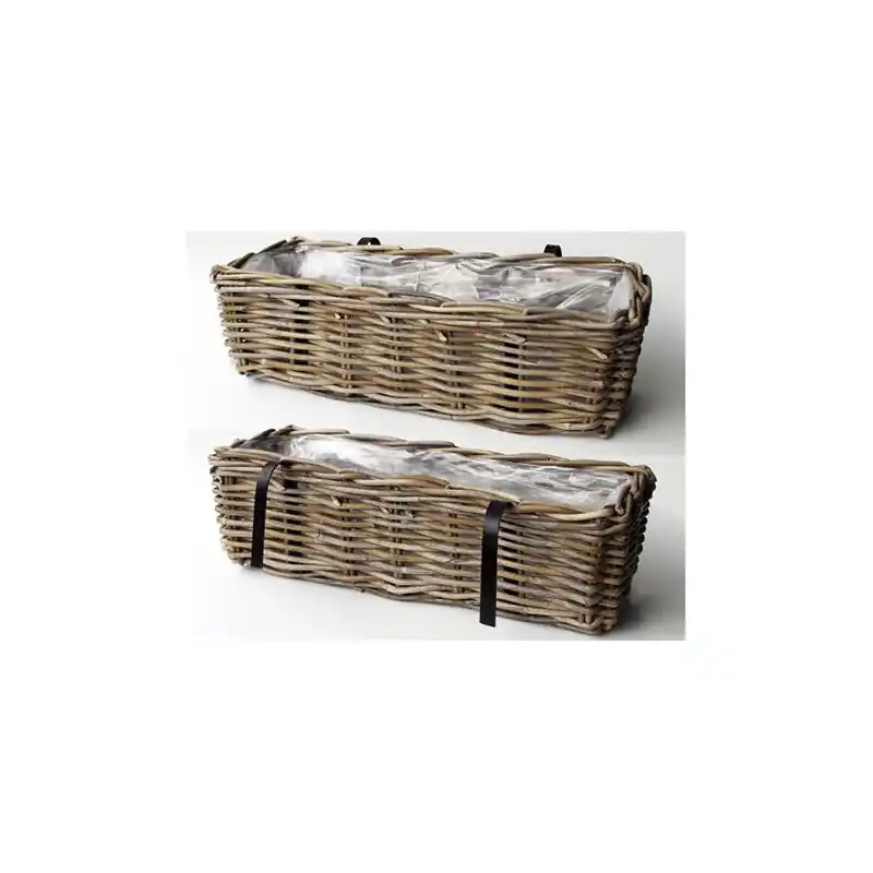 BALCONNIERE ROTIN GRIS 46X17CM H21 Super Prix
