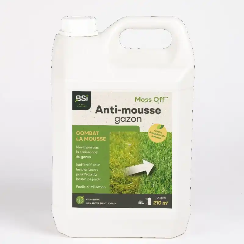 Jusqu'à Épuisement Des Stocks Moss Off Anti-Mousse Gazon 5L - Éliminateur de Mousse pour Pelouse Efficace et Durable BSI