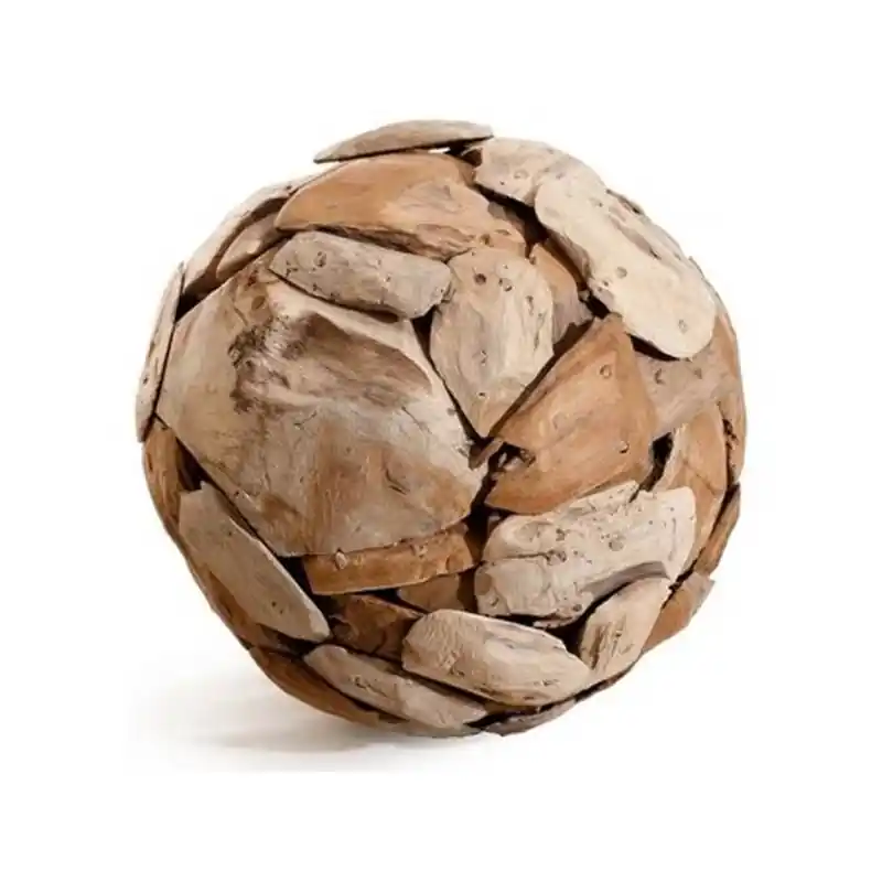 Top Vente Sphère Teck 40 cm - Élégance Naturelle pour Décoration Intérieure et Extérieure
