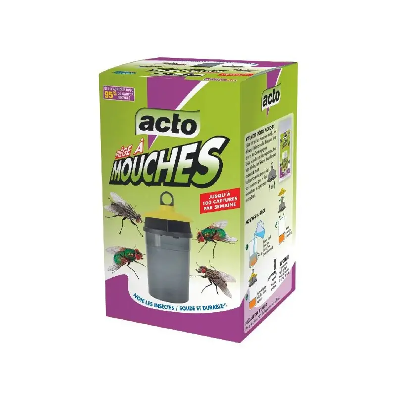 Certifié Piège à mouches étui 1 piège + accessoires - solution efficace contre les insectes