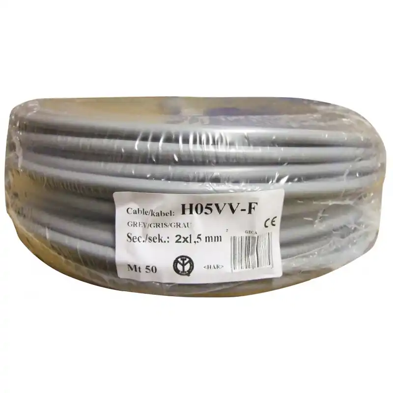 Produit De Marque CABLE HO5 VVF 2X1.5 BOB.50M GRIS