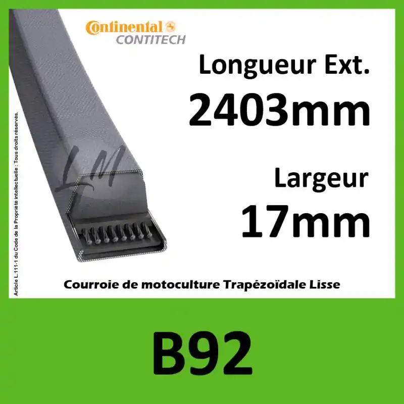 Super Prix Courroie B92 Continental