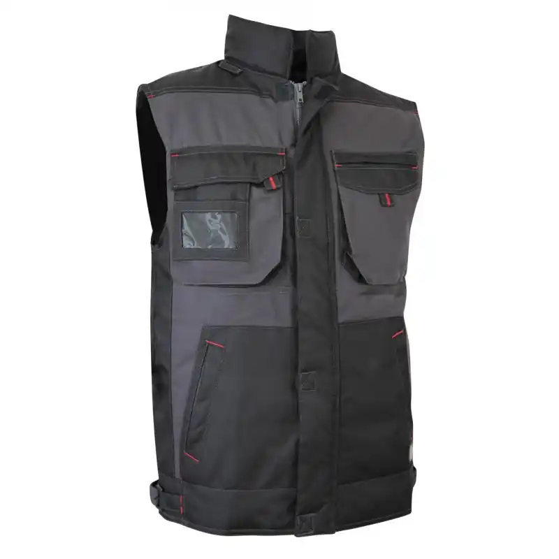 VESTE DE TRAVAIL SANS MANCHES SABLE GRIS/NOIR HOMME - LMA Bon Marché