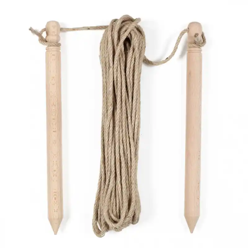 Cordeau avec 2 piquets hetre+10m lin ecru 4mm Commander Vite