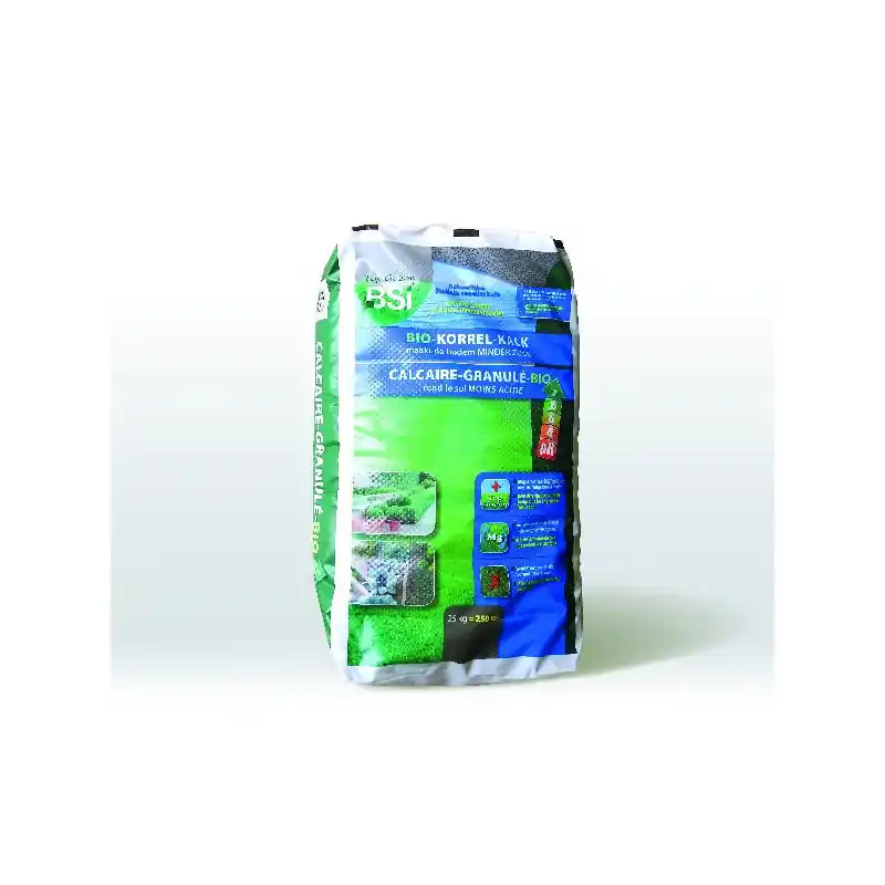 Calcaire Granulé Bio avec Mgo 25 Kg – Améliorez votre sol pour 250 m² de jardinage écologique BSI Authentique