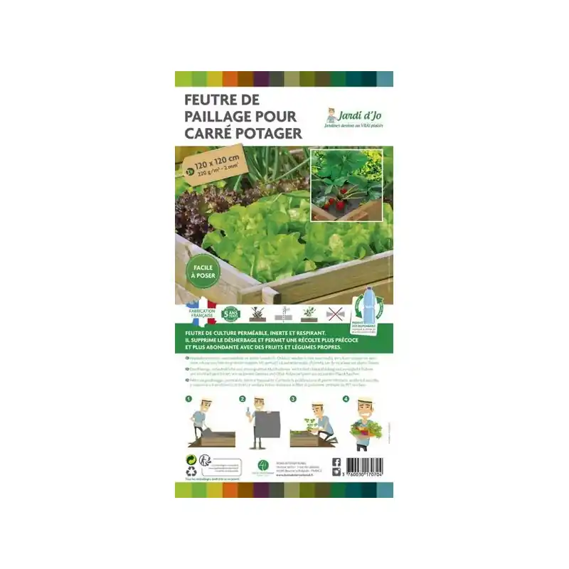 Certifié Feutre de Paillage Carrepotager 220 g/m² – Écologique et Durable pour Jardinage