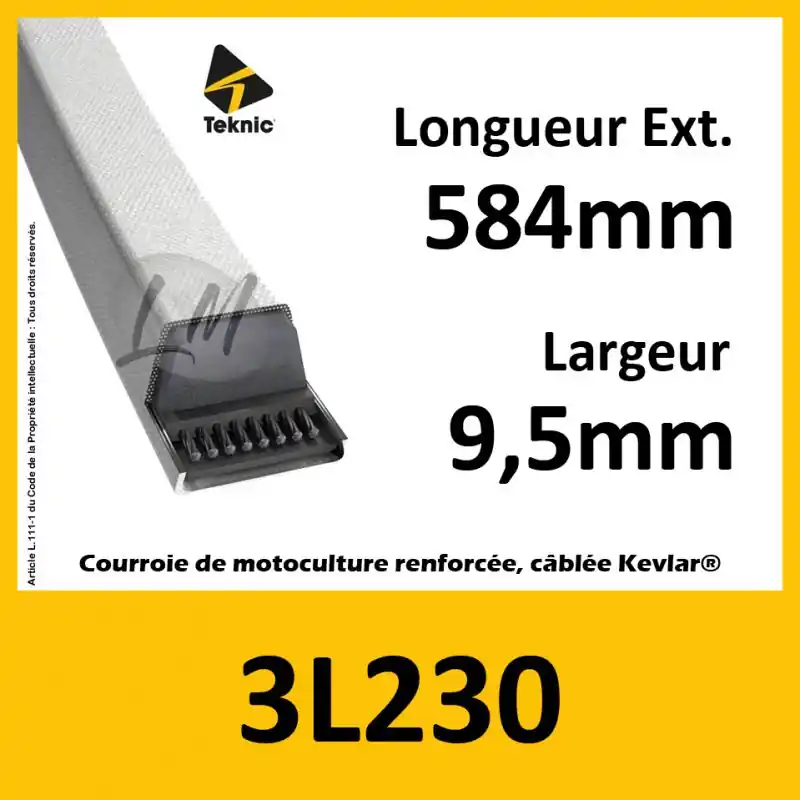 Petit Prix Courroie Trapézoïdale 3L230 - Teknic