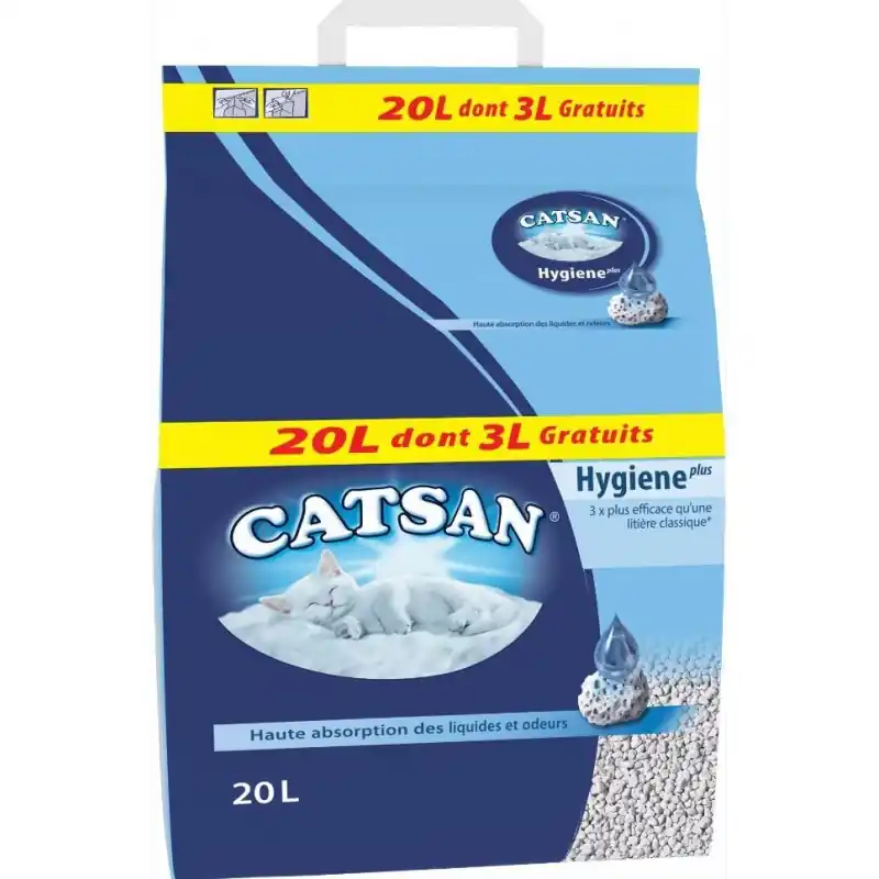 Retour Gratuit LITIÈRE HYGIÈNE PLUS 20L DONT 3L OFFERTS – CATSAN