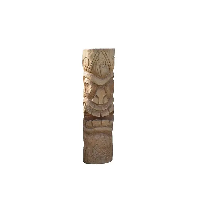 Tiki Mauri H100 - Tête en Bois de Coco Cendré pour Décoration Intérieure et Extérieure Offre Spéciale