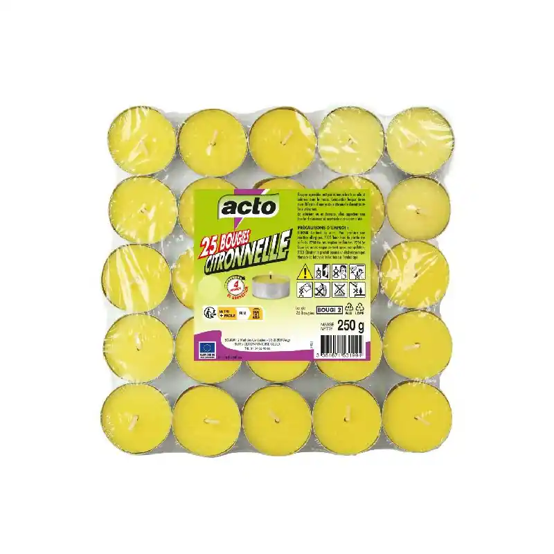Mini bougies citronnelle – lot de 25 bougies de 4h pour éloigner les insectes Petit Prix