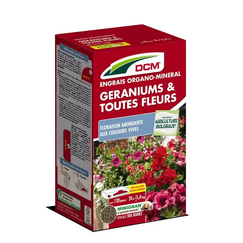 Prix Cassé Engrais Géranium 1,5 kg - Fertilisant Naturel pour Jardin et Potager - DCM