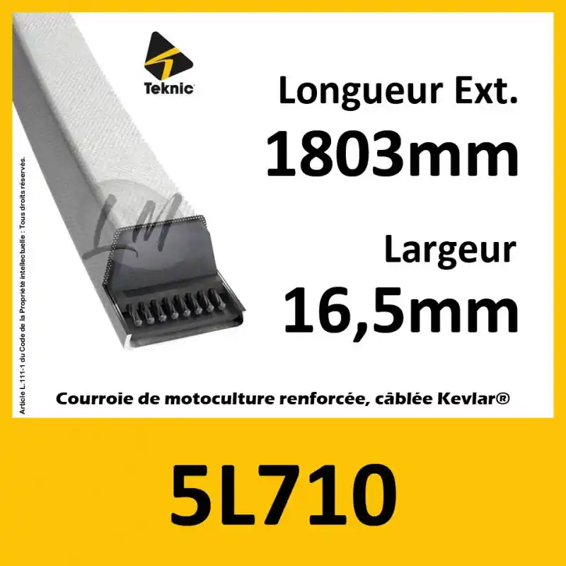 Courroie Trapézoïdale 5L710 - Teknic Offre Limitée