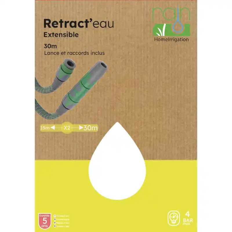 Marque Kit Tuyau Rétractable 30m avec Accessoires Pratiques pour Jardinage Efficient