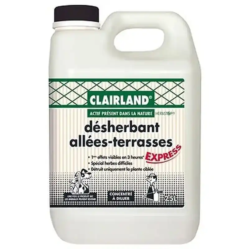 Authentique Désherbant Concentré 2,5 L Clairland pour Allées et Terrasses - Efficacité Instantanée