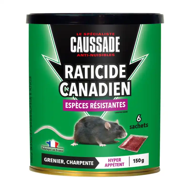 Prix Promo Raticide Canadien 150G - Éliminateur Efficace de Rongeurs pour Intérieur et Extérieur - caussade