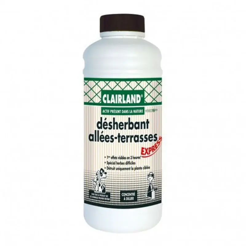 Désherbant Concentré 910 ml Clairland pour Allées et Terrasses - contre Mauvaises Herbes Jusqu'à Épuisement Des Stocks