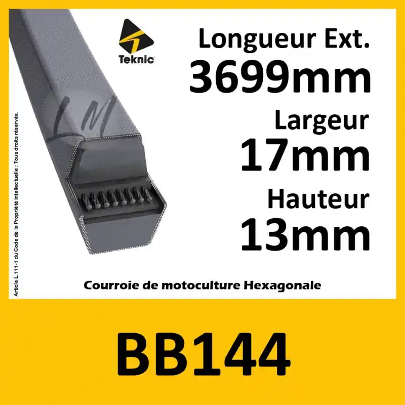 Vente Directe Courroie Hexagonale BB144 – Teknic