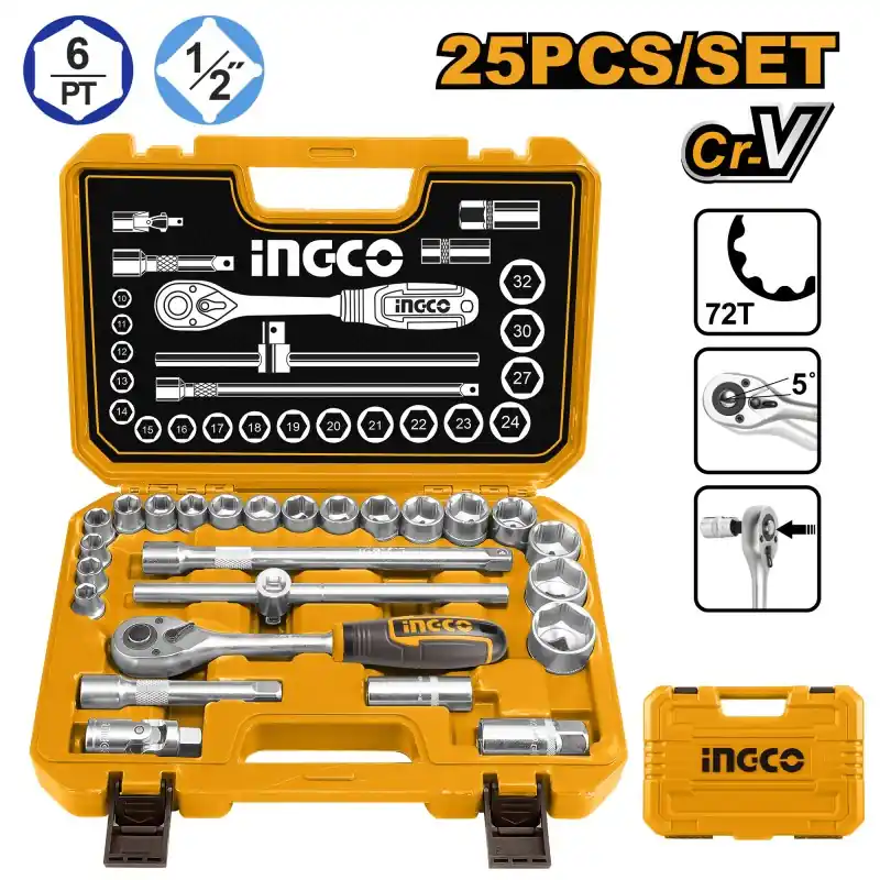 Marque COFFRET CLÉ À DOUILLE 25 PIÈCES 1/2&Prime; – INGCO