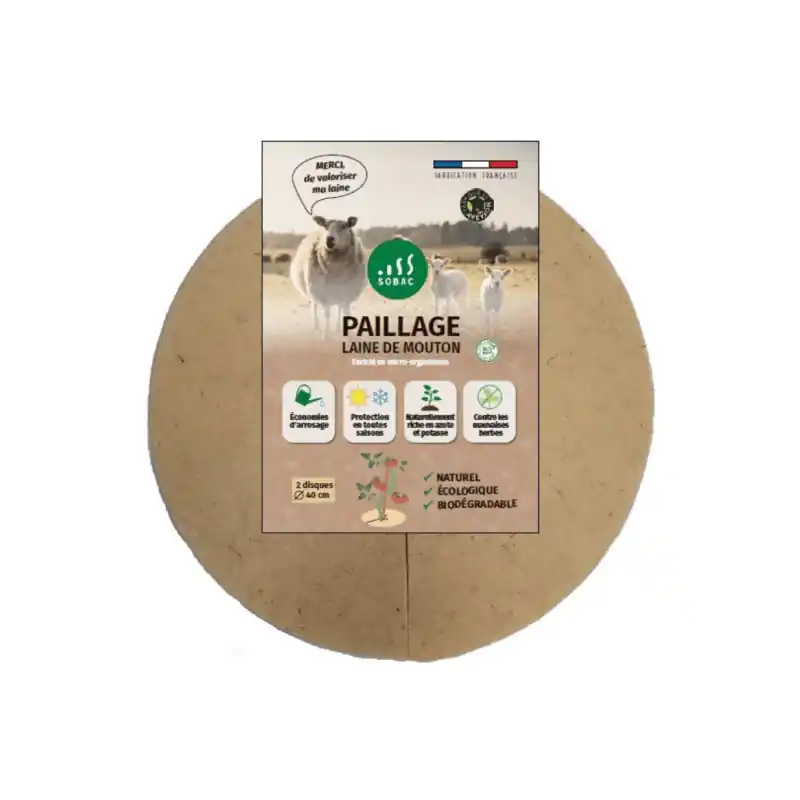 /2 disques de paillage 40 cm en laine de mouton Bon Plan