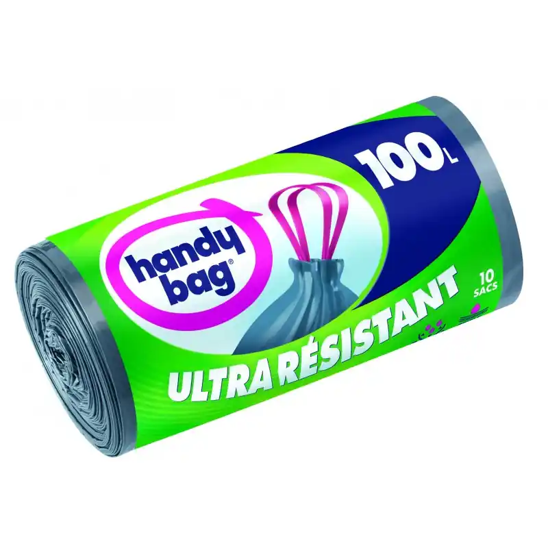 SACS POUBELLE ULTRA RÉSISTANTS 100L X10 - HANDY BAG Meilleur Prix