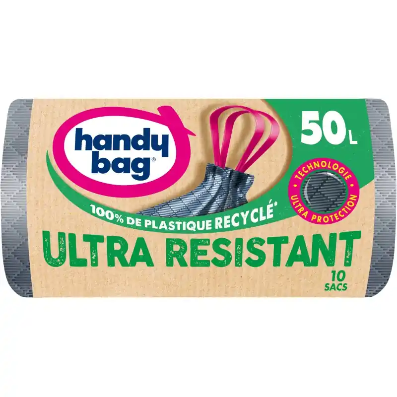 SACS POUBELLE ULTRA RÉSISTANTS 50L X10 - HANDY BAG Usine Directe