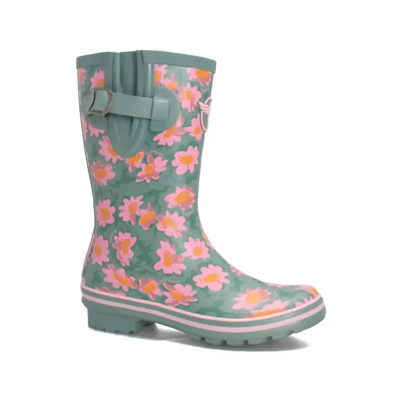 Demi-botte DAISIES verte Taille 40 pour femme, Idéal pour le jardin Nouveauté