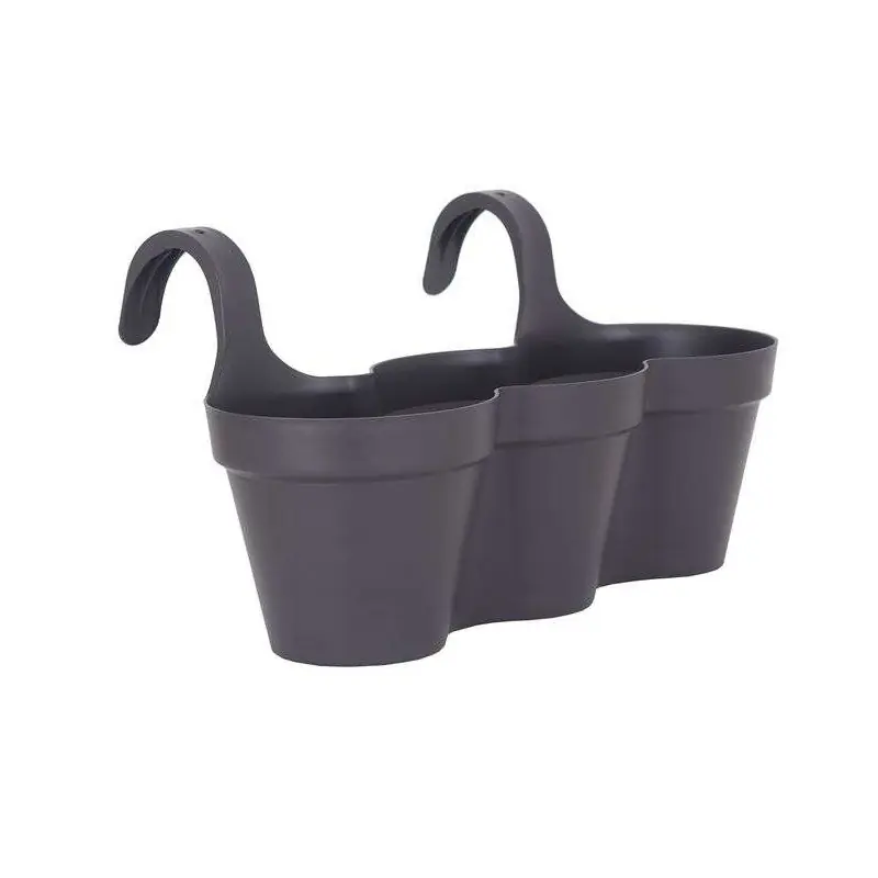 Prix Cassé Pot de Fleurs Capri Triple 54cm Anthracite pour Balcon - Arteva