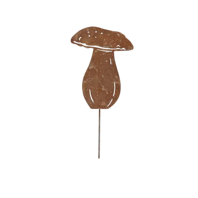 Prix Réduit Tuteur Champignon Cèpe en Métal Rouille- Accessoire de Jardin Décoratif et Pratique