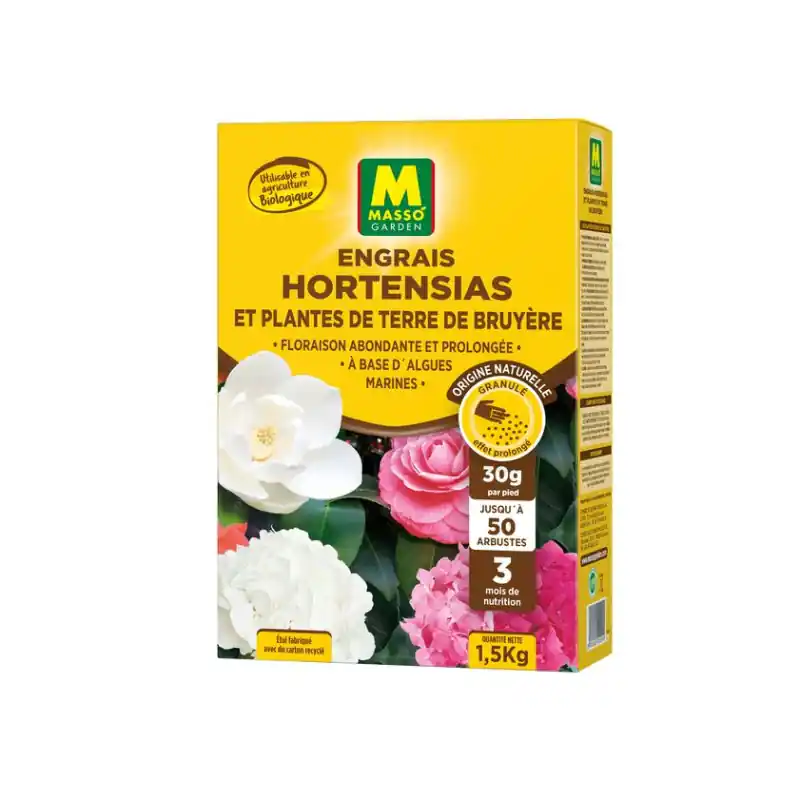 Dernier Modèle /Engrais Granulés Hortensias Terre de Bruyère 1,5kg - Croissance Épanouie des Fleurs