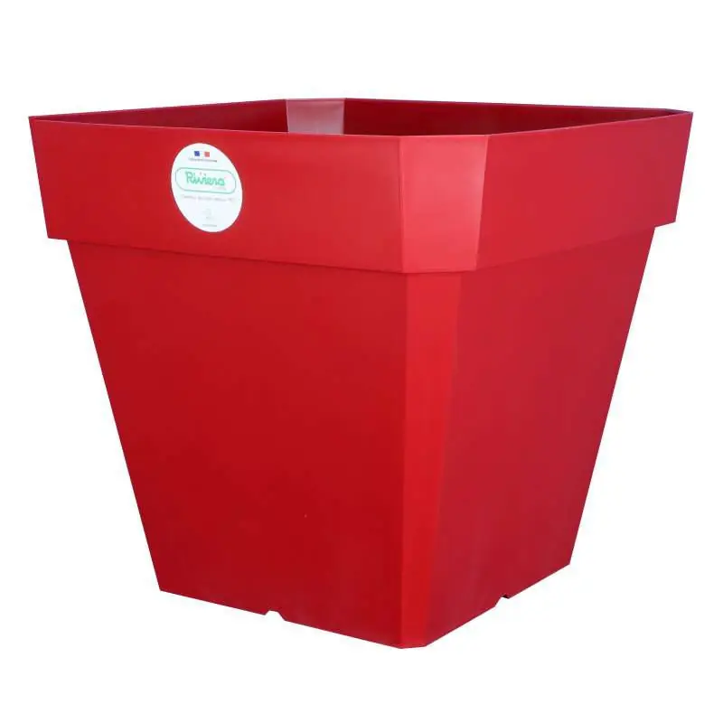 Satisfait Ou Remboursé Pot Carré Soleilla 40 cm Rouge – Idéal pour vos Plantes en Extérieur